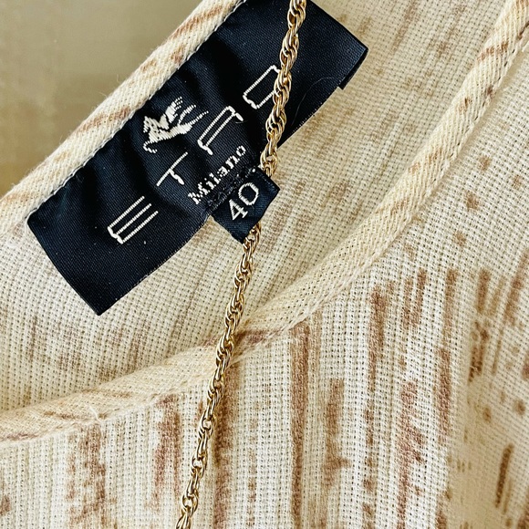 VINTAGE ETRO Linen Beach Party Dress V-Neck Shift - Picture 2 of 7